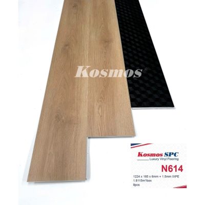 Sàn Nhựa Kosmos SPC 6mm + đế IXPE 1,5mm N614 – ảnh thật