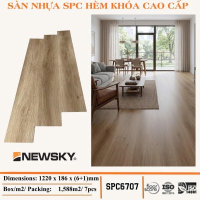Sàn Nhựa Newsky SPC 6mm + đế 1mm SPC6707 – ảnh thật