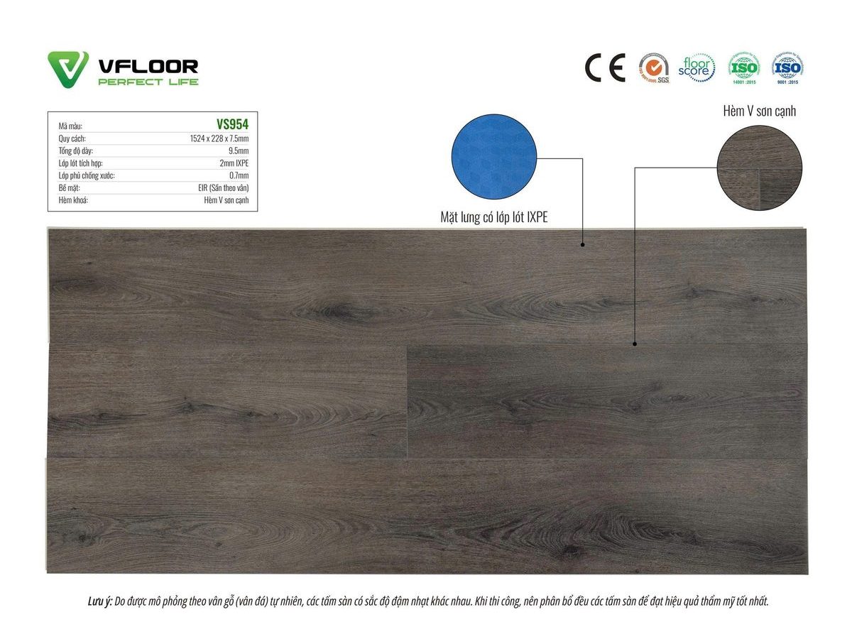 Sàn nhựa Vfloor Special VS954 9,5mm hèm khóa