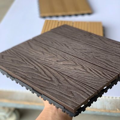 Vỉ gỗ nhựa ngoài trời composite 3D màu cafe