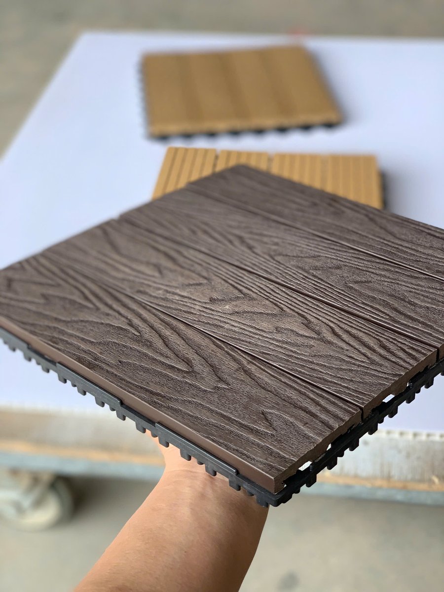 Vỉ gỗ nhựa ngoài trời composite 3D màu cafe