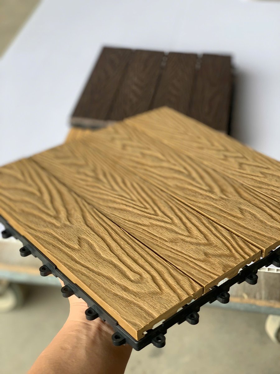 Vỉ gỗ nhựa ngoài trời composite 3D màu vàng